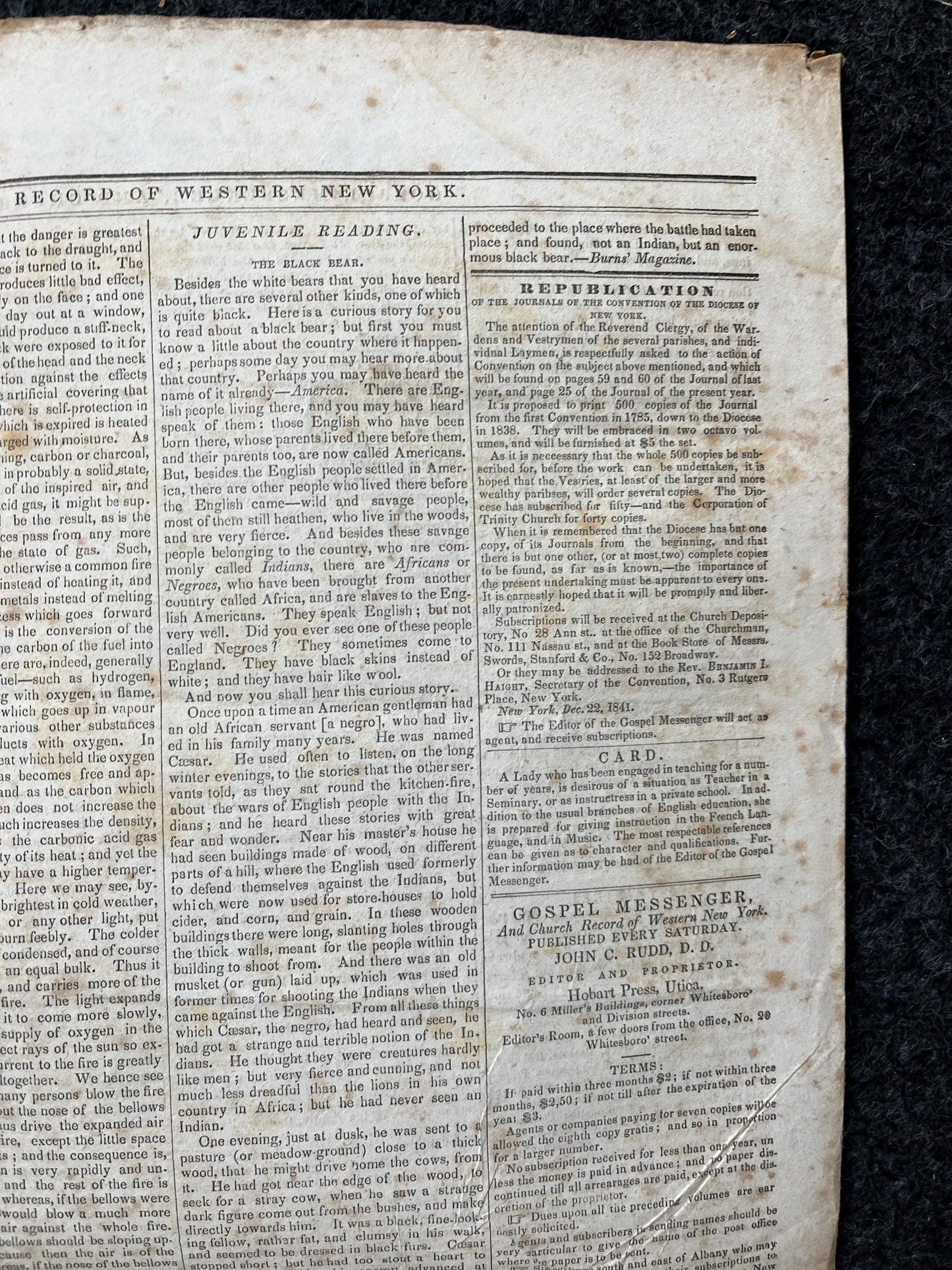 1840s Christian Religious Newspaper, Original Christian Memorabilia, Jesus Prayer and Protestant Wall Decor, Evangelical Art Decor, Catholic