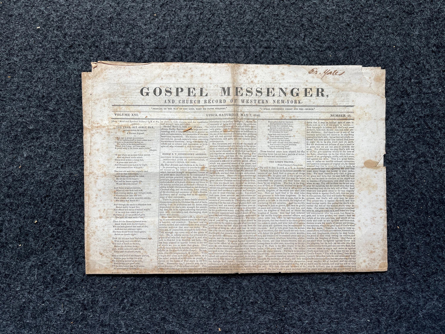 1840s Christian Religious Newspaper, Original Christian Memorabilia, Jesus Prayer and Protestant Wall Decor, Evangelical Art Decor, Catholic