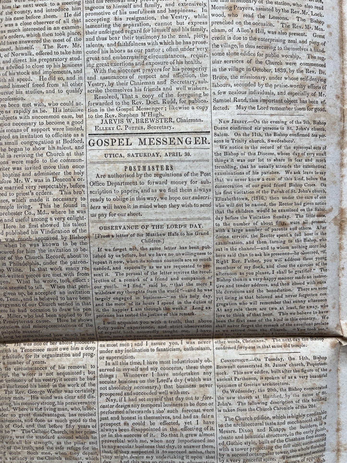 1840s Christian Religious Newspaper, Original Christian Memorabilia, Jesus Prayer and Protestant Wall Decor, Evangelical Art Decor, Catholic