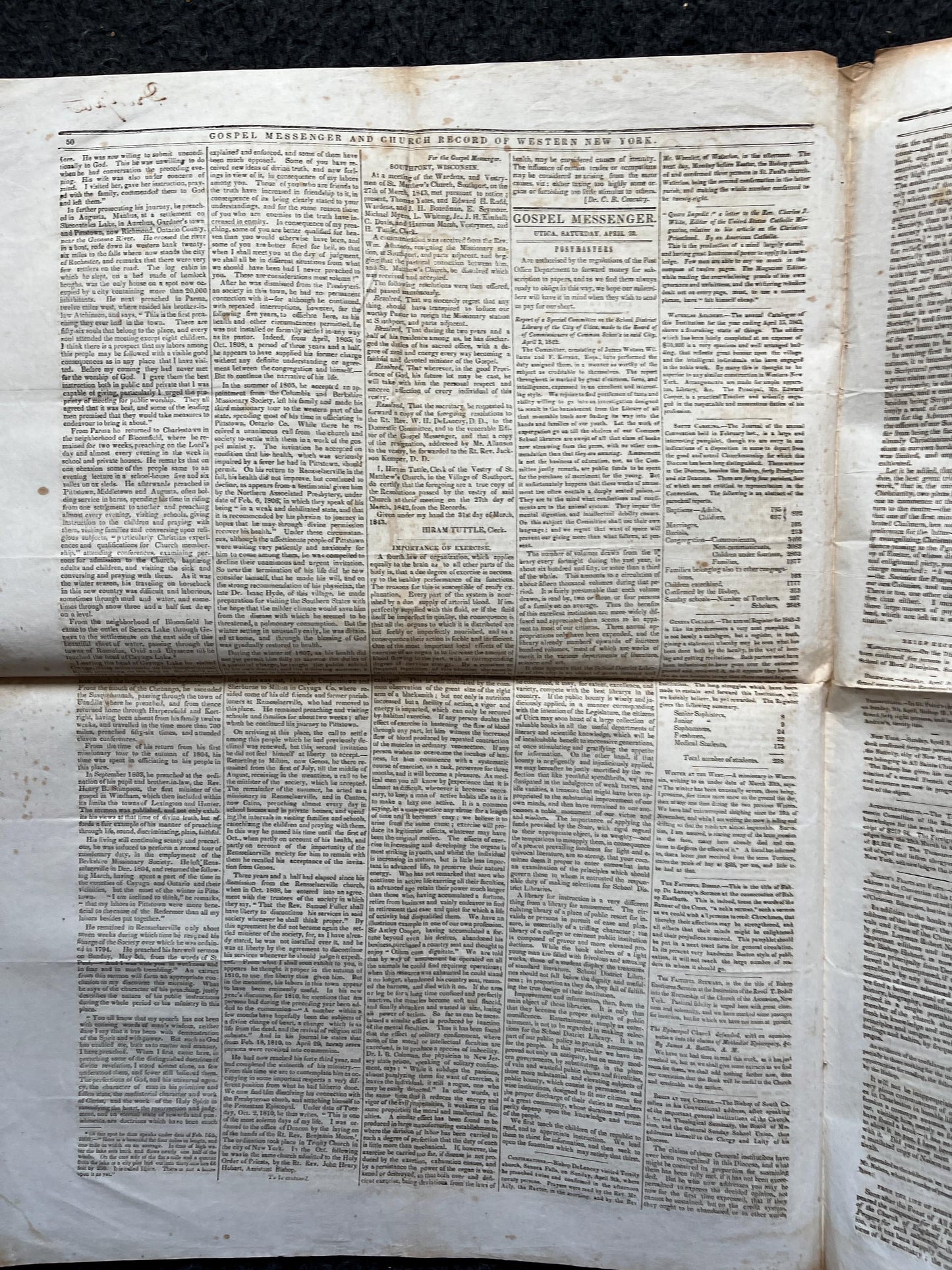 1840s Christian Religious Newspaper, Original Christian Memorabilia, Jesus Prayer and Protestant Wall Decor, Evangelical Art Decor, Baptist