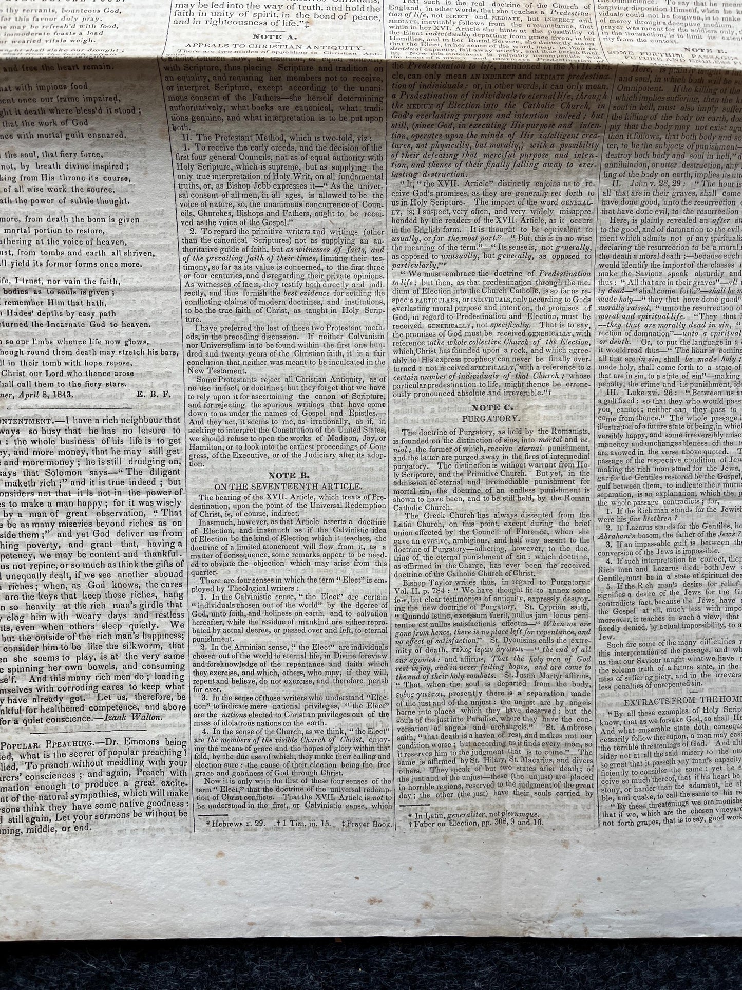1840s Christian Religious Newspaper, Original Christian Memorabilia, Jesus Prayer and Protestant Wall Decor, Evangelical Art Decor, Baptist