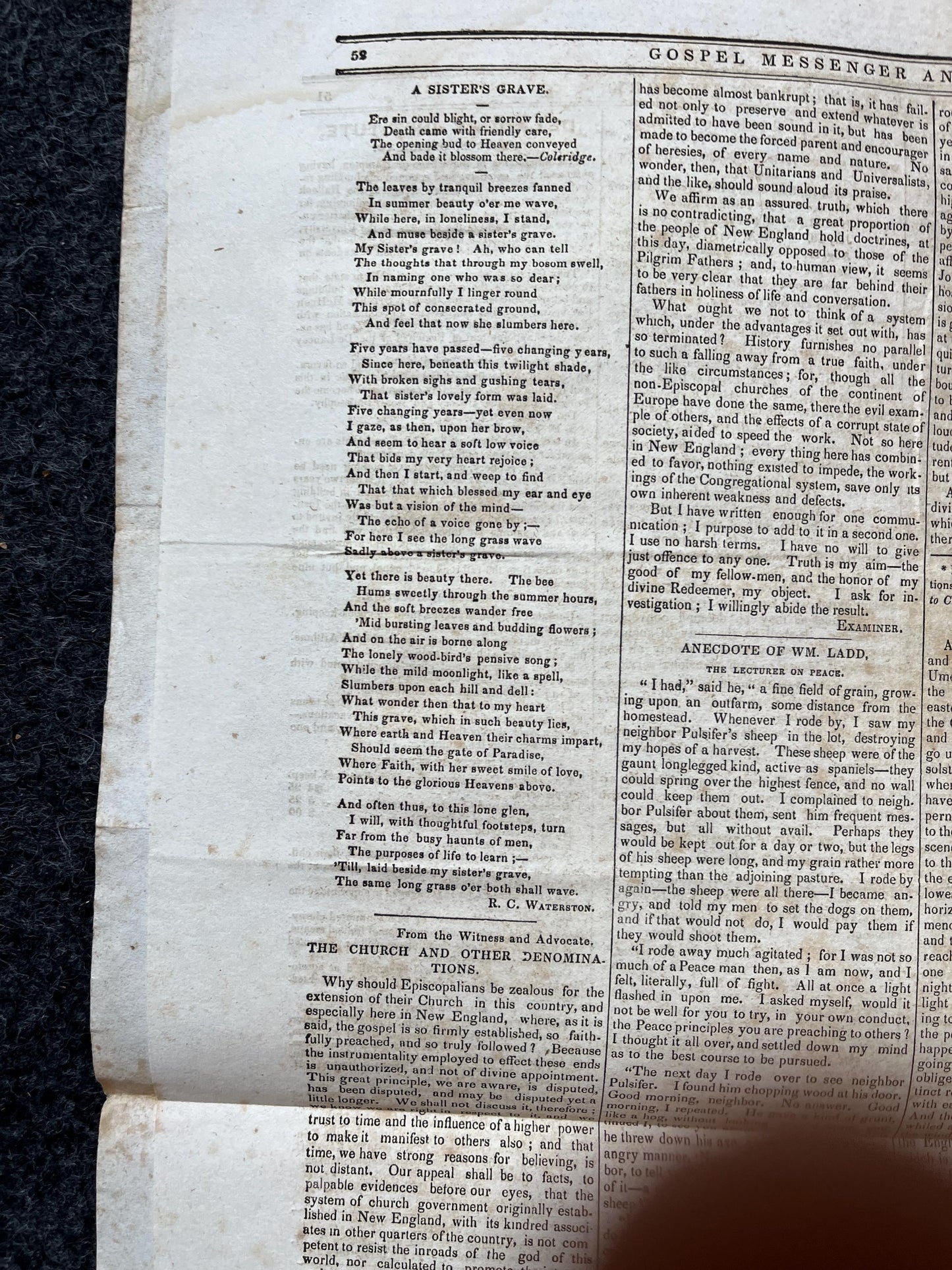 1840s Christian Religious Newspaper, Original Christian Memorabilia, Jesus Prayer and Protestant Wall Decor, Evangelical Art Decor, Catholic