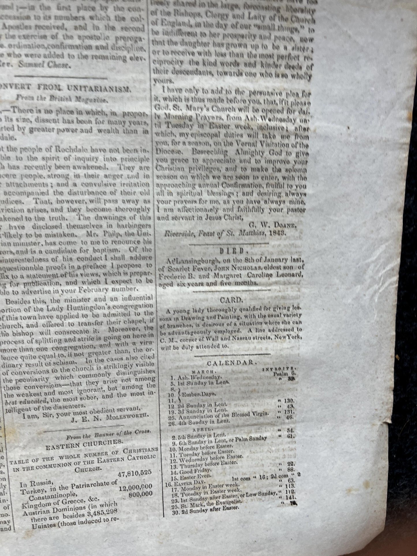 1840s Christian Religious Newspaper, Original Christian Memorabilia, Jesus Prayer and Protestant Wall Decor, Evangelical Art Decor, Baptist