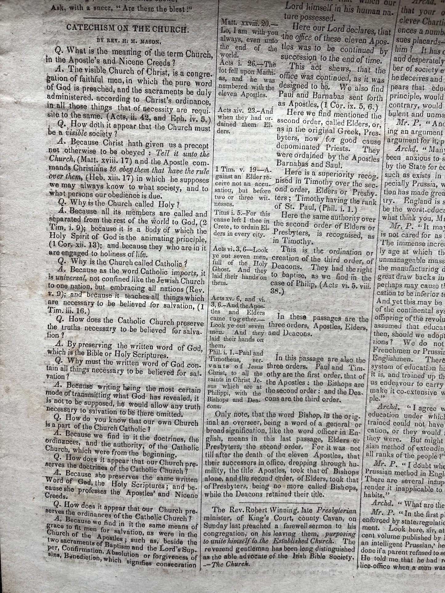 1840s Christian Religious Newspaper, Original Christian Memorabilia, Jesus Prayer and Protestant Wall Decor, Evangelical Art Decor, Baptist