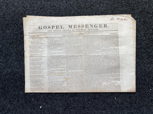 1840s Christian Religious Newspaper, Original Christian Memorabilia, Jesus Prayer and Protestant Wall Decor, Evangelical Art Decor, Baptist