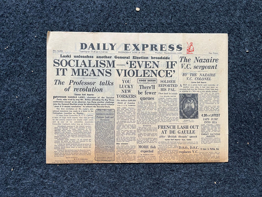 1945 Socialism in Britain, Feminism, Late WW2 European Theatre Newspaper - Original Vintage World War 2 Memorabilia, Dad Gifts