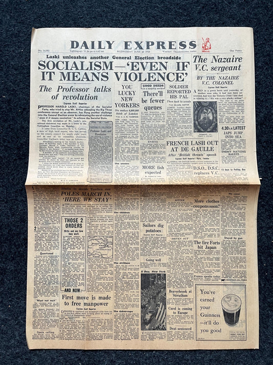 1945 Socialism in Britain, Feminism, Late WW2 European Theatre Newspaper - Original Vintage World War 2 Memorabilia, Dad Gifts