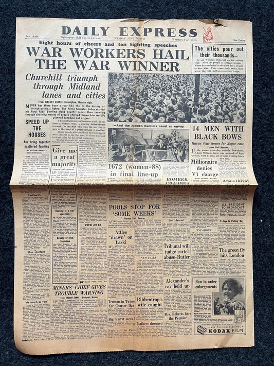 1945 Socialism in Britain, Feminism, Late WW2 European Theatre Newspaper - Original Vintage World War 2 Memorabilia, Dad Gifts
