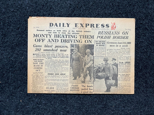 1945 Britain Retakes Europe, Military Collectible WW2 European Theatre Newspaper, Original Vintage WW2 Memorabilia, Dad Gifts, History Decor