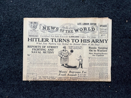 1945 Britain Retakes Europe, Military Collectible WW2 European Theatre Newspaper, Original Vintage WW2 Memorabilia, Dad Gifts, History Decor