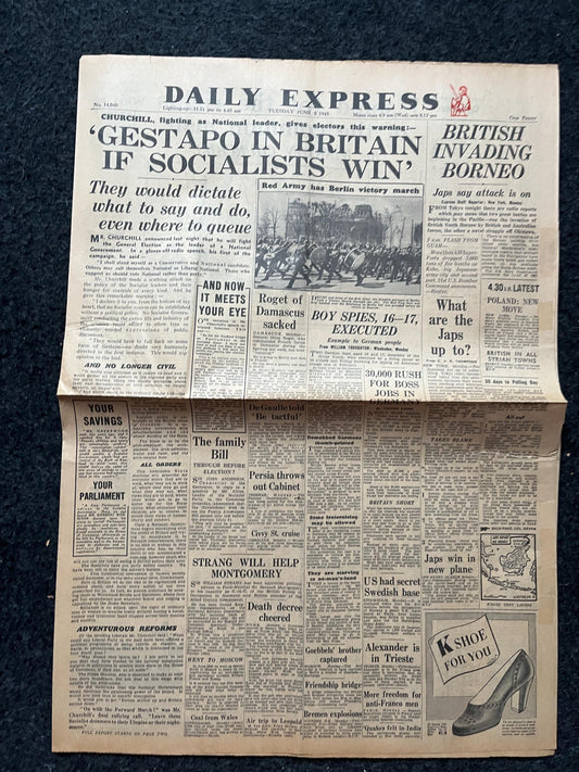 1945 Socialism in Britain, Feminism, Late WW2 European Theatre Newspaper - Original Vintage World War 2 Memorabilia, Dad Gifts, British Gift