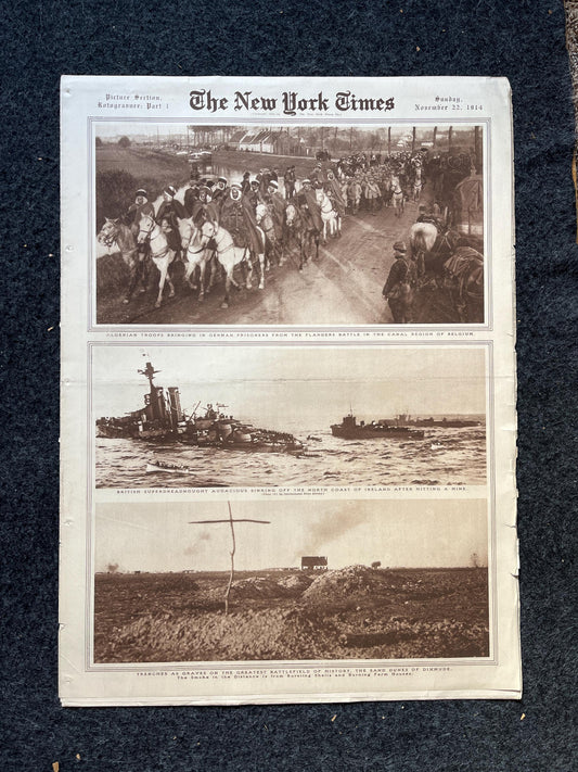 WWI Vintage Newspaper Pictorial Section, World War One Memorabilia and Gifts, History and Nerdy Souvenirs, Vintage Original Newspaper