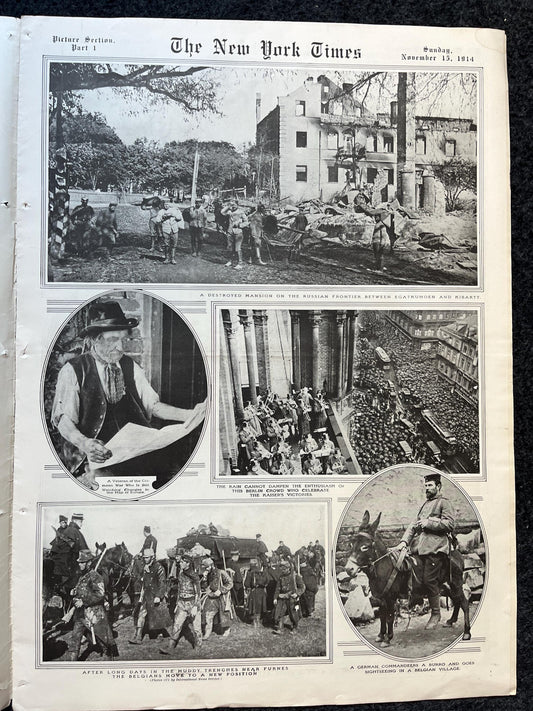 WWI Vintage Newspaper Pictorial Section, World War One Memorabilia and Gifts, History and Nerdy Souvenirs, Vintage Original Newspaper