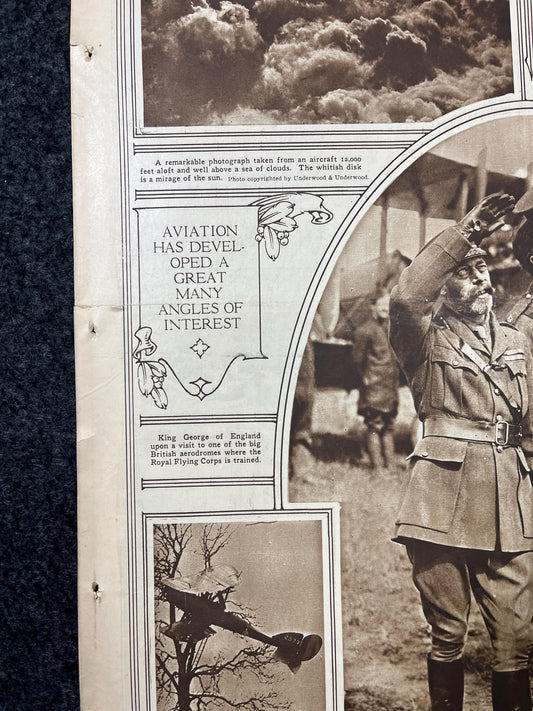 WWI Aviation Vintage Newspaper Pictorial Section, World War One Memorabilia and Gifts, History and Nerdy Souvenirs, Plane Wall Decor