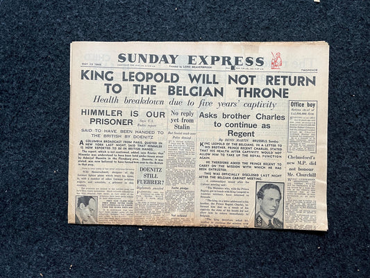 1945 King Leopold Abdicates Throne, Gifts for Him, Belgian Decor WW2 Memorabilia, Belgian history gifts, Gifts for History Nerds, Europe