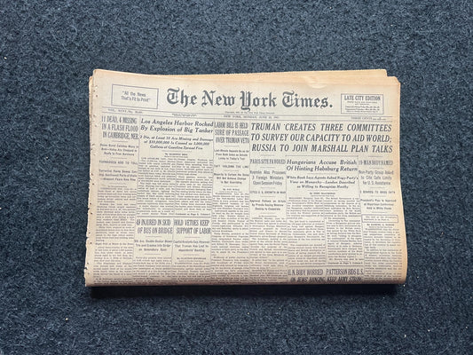 1947 Marshall Plan for European Reconstruction, WW2 European Theatre Newspaper, Original Vintage WW2 Memorabilia, Dad Gifts History Present