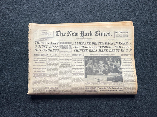 1950 Korean War Starts, US Forces Aid Korea, Korean Art history, Original Vintage Newspaper, KPOP Gifts Decor, Asian Decor Souvenirs