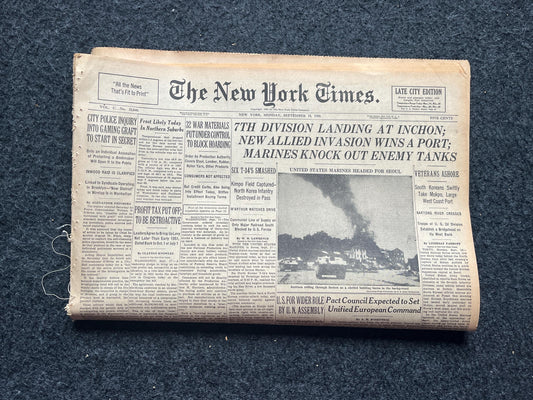 1950 Korean War Starts, US Forces Aid Korea, Korean Art history, Original Vintage Newspaper, KPOP Gifts Decor, Asian Decor Souvenirs
