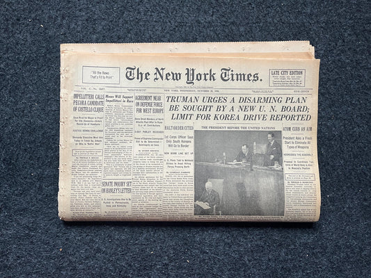 1950 Truman Urges Peace, US Forces Aid Korea, Korean Art history, Original Vintage Newspaper, KPOP Gifts Decor, Asian Decor Souvenirs