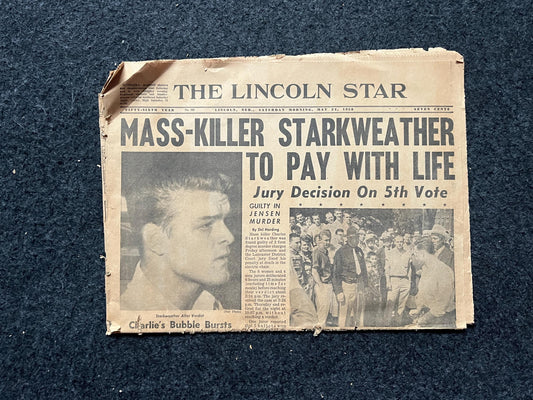1958 Serial Killer Starkweather Put to Chair, Serial Killer Decor, Vintage Gangster Art, San Francisco Gifts Souvenirs, Vintage Newspaper,