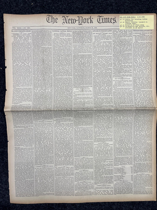 1880 General Grant Wicked Man, Monroe Doctrine, Original Vintage Newspaper; American History, Immigration History, Indian Gifts Decor