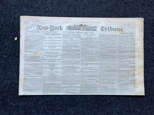 1866 Southern Reconstruction Laws, Civil War Original Newspaper, History Memorabilia Gift, Gift for Dad, Vintage Collectible, Southern Decor