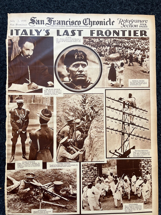 WWI Mussolini Vintage Newspaper Pictorial Section, World War One Memorabilia and Gifts, History and Nerdy Souvenirs, Nursing Art Gifts