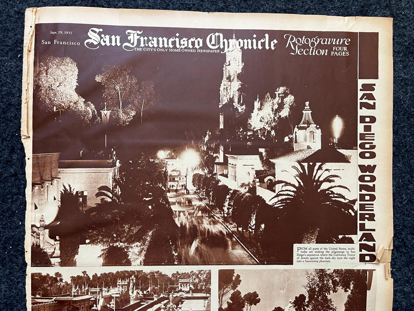 1936 SF Nightlife and Bridges, San Francisco Souvenirs, Celebration of SF Pride History, Bay Area Bridge, vintage Newspaper