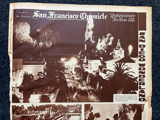 1936 SF Nightlife and Bridges, San Francisco Souvenirs, Celebration of SF Pride History, Bay Area Bridge, vintage Newspaper