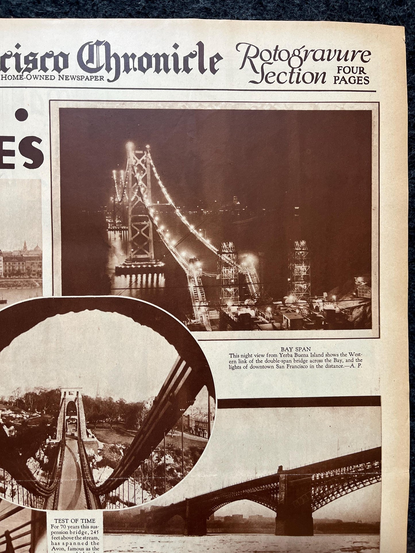 1936 San Francisco Bridges California Gifts, San Francisco Souvenirs, Celebration of SF Pride History, Bay Area Bridge, vintage Newspaper