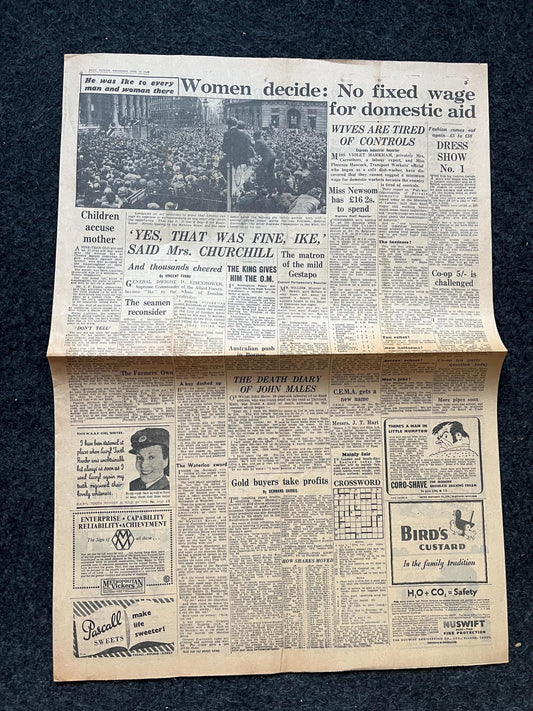 1945 Women in Britain, Feminism, Late WW2 European Theatre Newspaper - Original Vintage World War 2 Memorabilia, Dad Gift, History Present