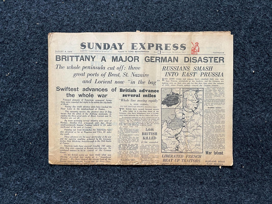 1945 Churchill Speaks on WW2, Feminism, Late WW2 European Theatre Newspaper - Original Vintage World War 2 Memorabilia, Dad Gifts