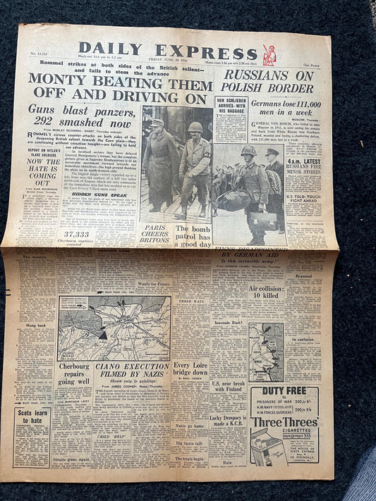 1945 Britain Retakes Europe, Military Collectible WW2 European Theatre Newspaper, Original Vintage WW2 Memorabilia, Dad Gifts, History Decor