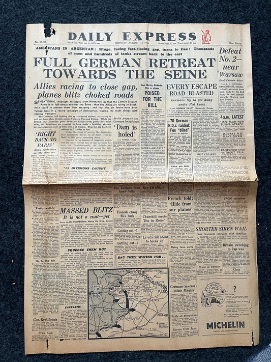 1945 Britain Retakes Europe, Military Collectible WW2 European Theatre Newspaper, Original Vintage WW2 Memorabilia, Dad Gifts, History Decor