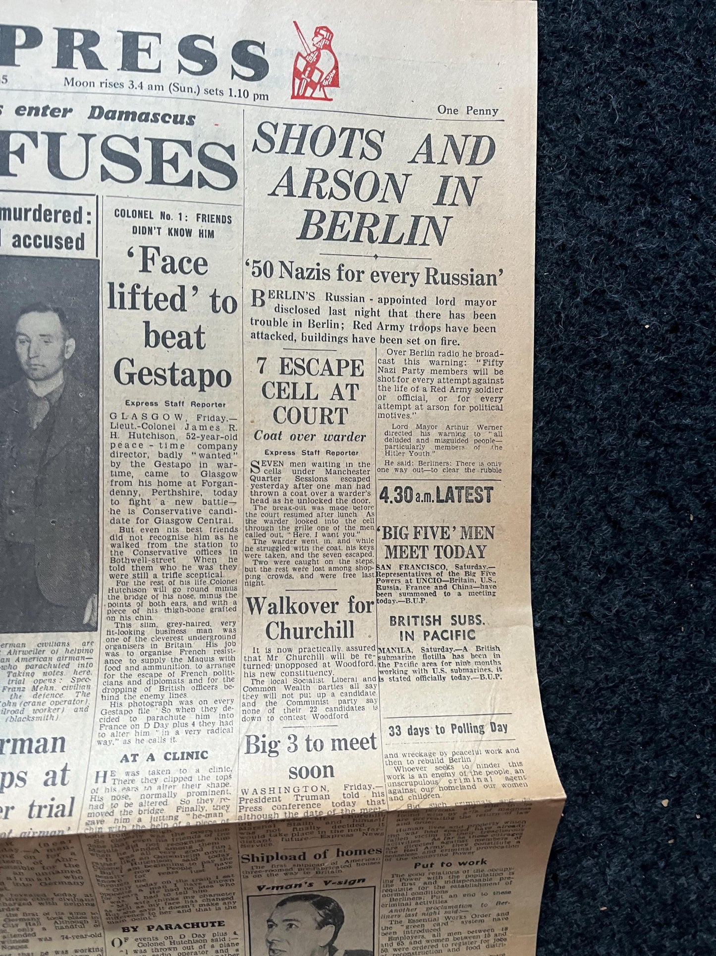 1945 World War II Charles de Gaulle, Syria Crisis in France