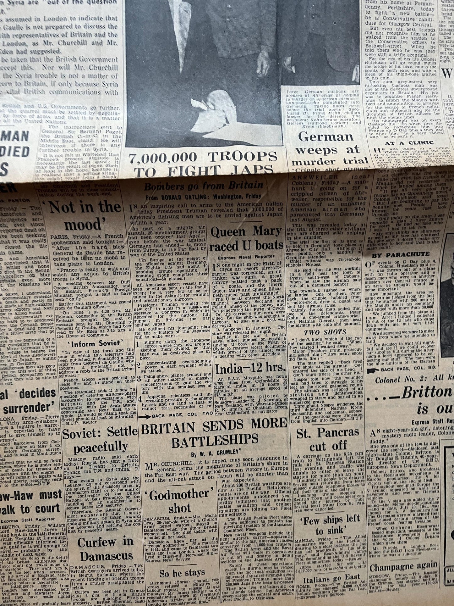 1945 World War II Charles de Gaulle, Syria Crisis in France
