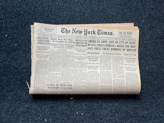 1939 WW2 Early Vintage Newspaper, Wall Decor, German Blitzkreig, Gift for him, World War 2 Memorabilia Gifts, History Gifts, WW3