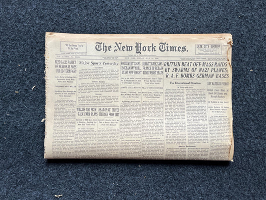 1940 WW2 Early Vintage Newspaper, Wall Decor, German Blitzkreig, Gift for him, World War 2 Memorabilia Gifts, History Gifts, WW3