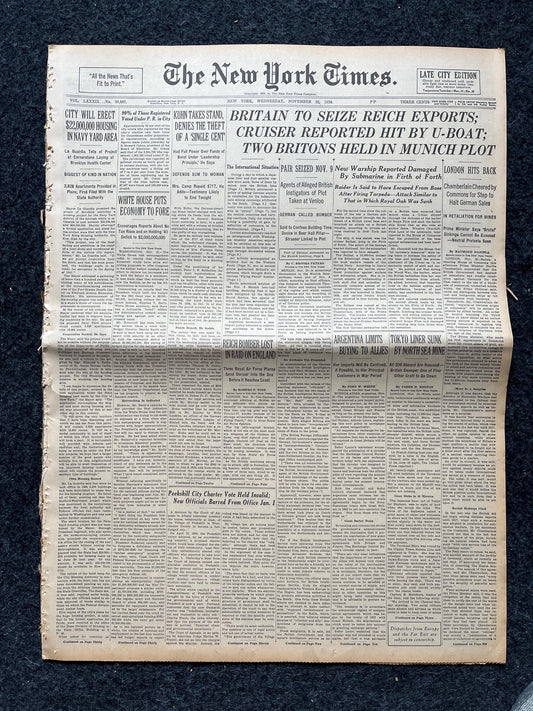 1940 WW2 Early Vintage Newspaper, Wall Decor, German Blitzkreig, Gift for him, World War 2 Memorabilia Gifts, History Gifts, WW3