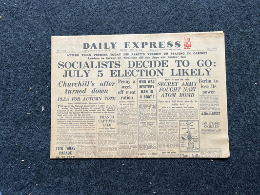 1945 Socialism in Britain, Feminism, Late WW2 European Theatre Newspaper - Original Vintage World War 2 Memorabilia, Dad Gifts, British Gift