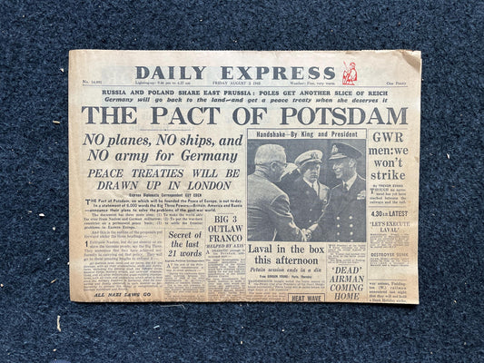 Potsdam Declaration Announced, WW2 Memorabilia, History Antiques, Vintage Gifts for Dad Husband, Military Art, USSR Soviet Decor, Rare Gifts