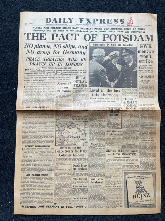 Potsdam Declaration Announced, WW2 Memorabilia, History Antiques, Vintage Gifts for Dad Husband, Military Art, USSR Soviet Decor, Rare Gifts