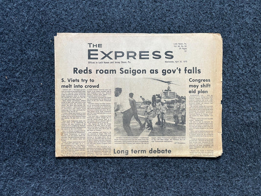 1975 Fall of Saigon Vietnam War, US Military Decorations Gifts, Original Vintage Newspaper, US Army Navy, History Gifts Vietnamese Artwork