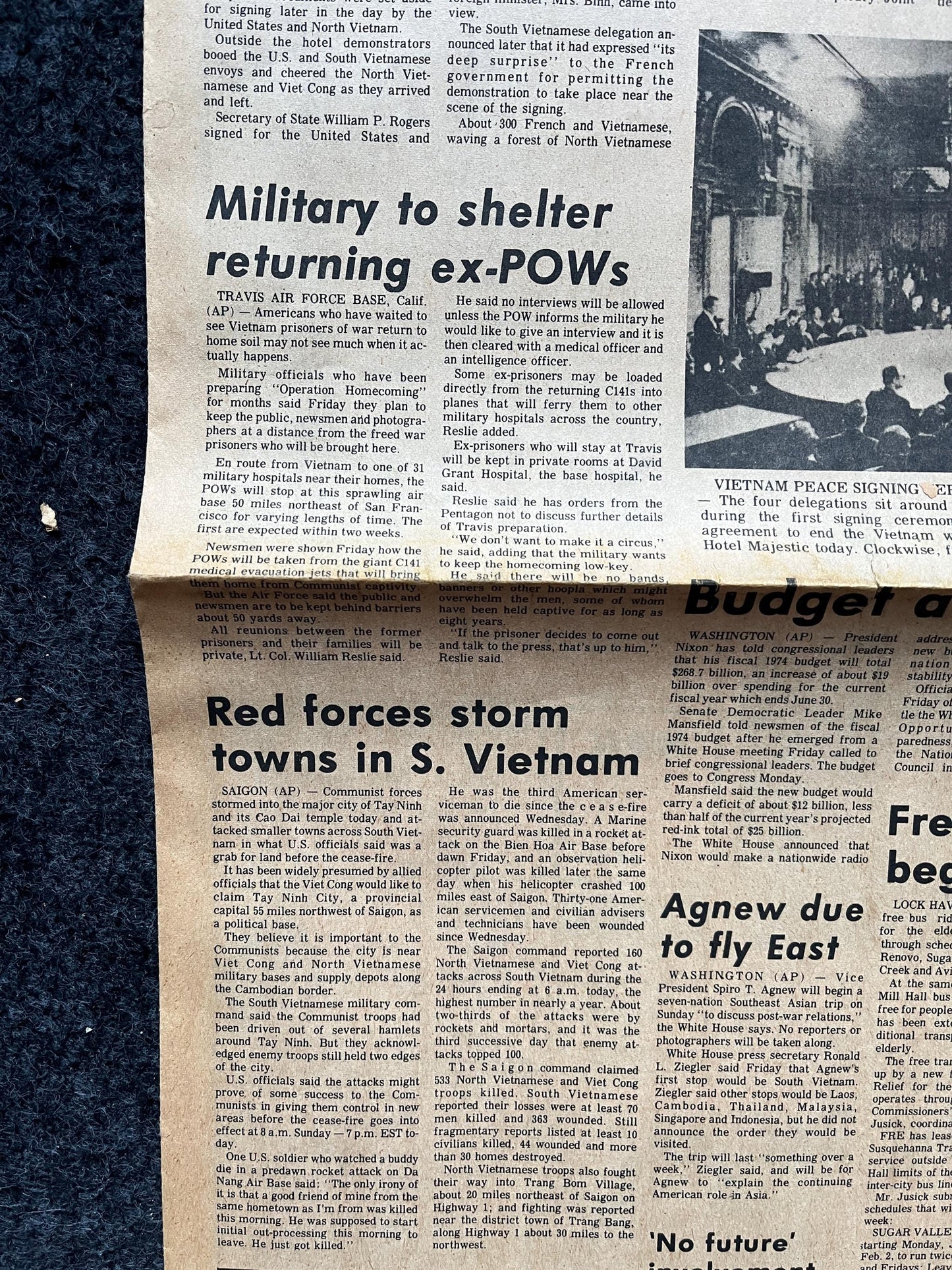 End Of Vietnam War - Nixon Ends War in Vietnam January 24th 1973 - Original Vintage Newspaper