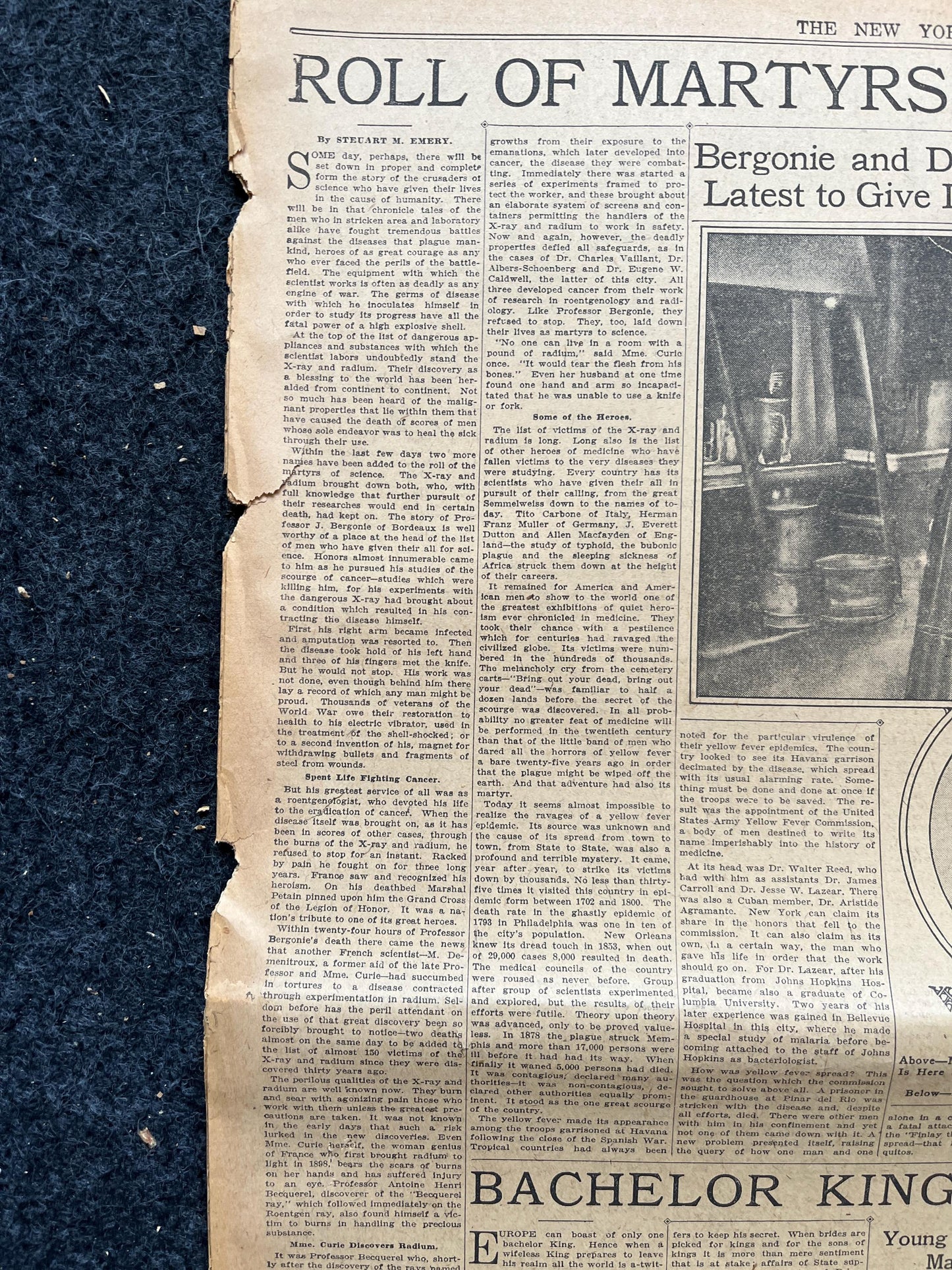 1925 Maria Curie Science Martyr and Radiation Research, Engineering Gifts, Science Education Gifts, Medical Curios, Vintage Newspaper,