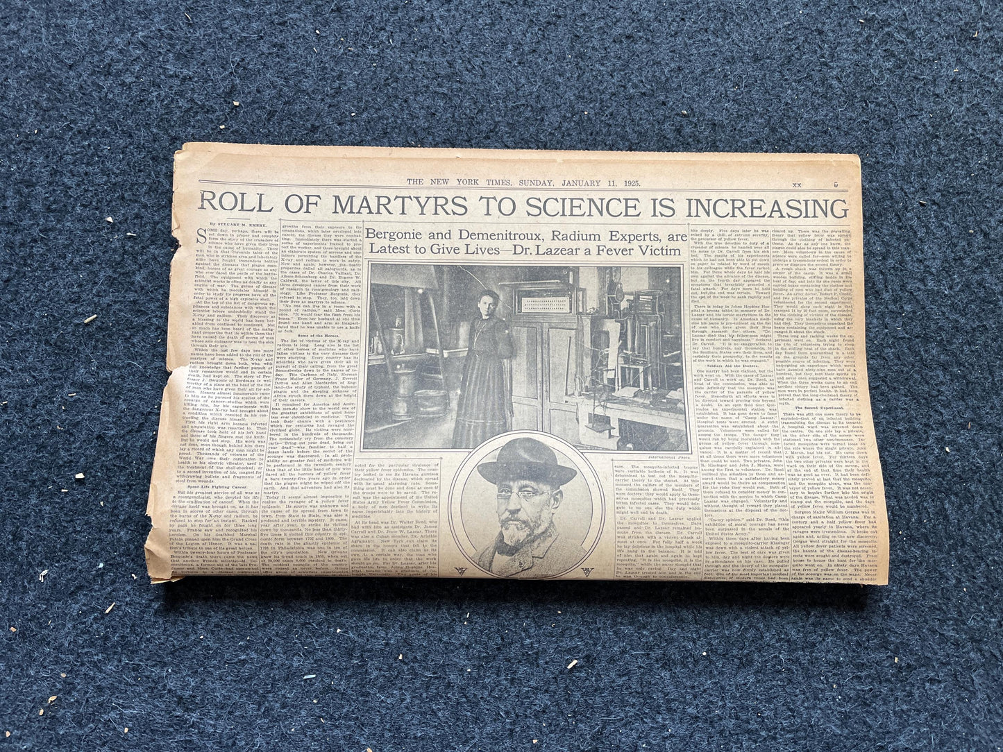 1925 Maria Curie Science Martyr and Radiation Research, Engineering Gifts, Science Education Gifts, Medical Curios, Vintage Newspaper,