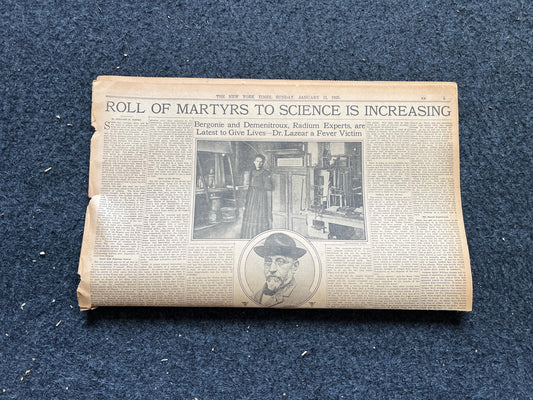 1925 Maria Curie Science Martyr and Radiation Research, Engineering Gifts, Science Education Gifts, Medical Curios, Vintage Newspaper,