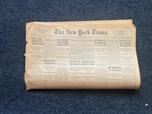 1926 German Fascist Party Tries for Dictatorship, Prelude to WW2, WW2 Memorabilia, Original Vintage Newspaper, Military German History,