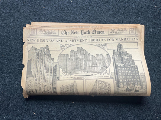 1925 New York City Skyline Manhattan New York Times - Teton European Mountains - Original Vintage Newspaper Pictorial Section