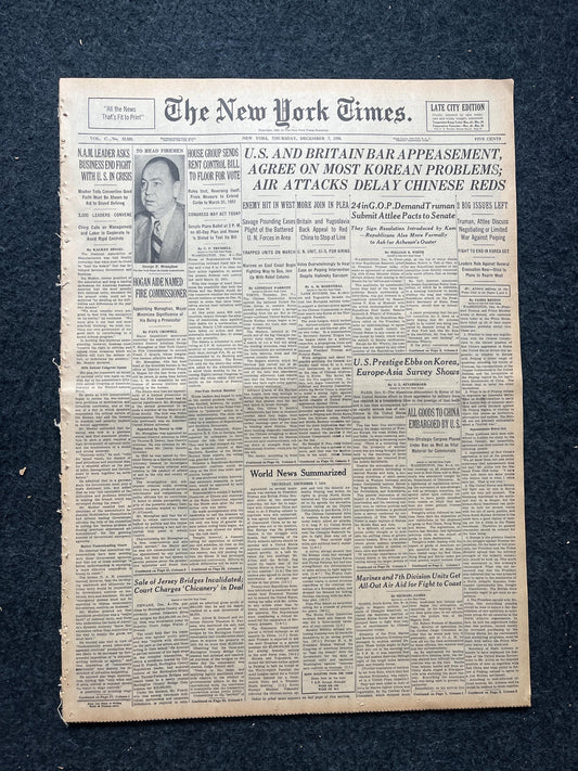 1950 MacArthur take Seoul, US Forces Aid Korea, Korean Art history, Original Vintage Newspaper, KPOP Gifts Decor, Asian Decor Souvenirs